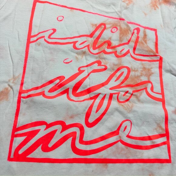 Inner Thoughts Orange Tie Dye Tee with "I Did It For Me" Design in Pink - Picture 2 of 3